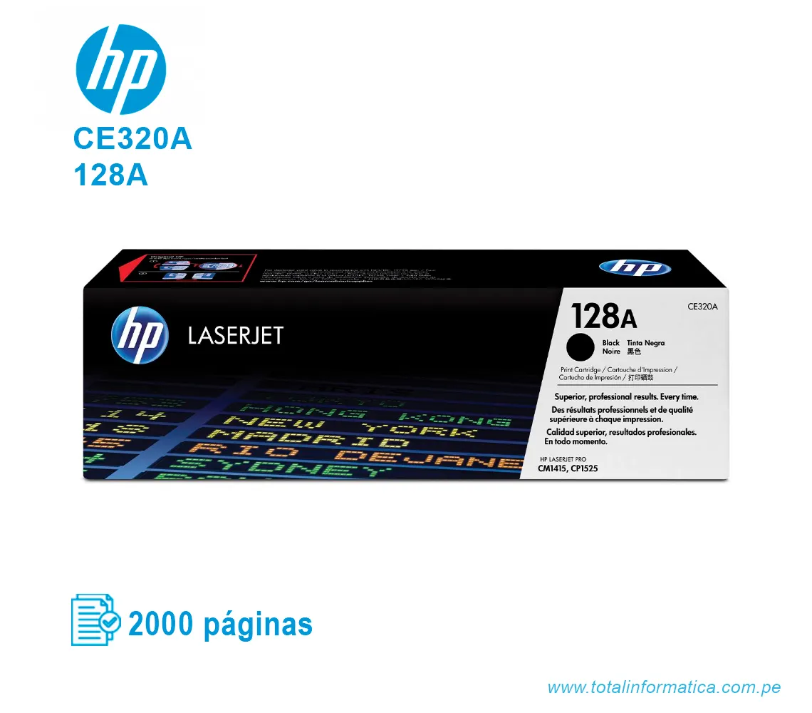 TONER HP 128A BLACK ( CE320A ) LASERJET PRO CM1415, 2000 PGS - imagen 1