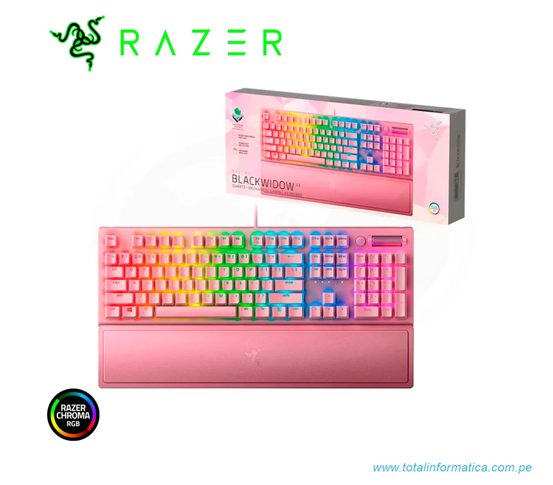 TECLADO GAMING RAZER BLACKWIDOW V3, MECANICO-SWITCH GREEN, CHROMA, ROSA(RZ03-03541800-R3M1) - imagen 2