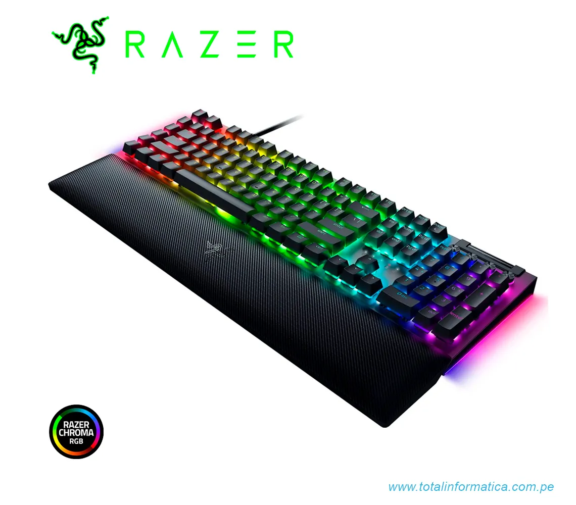 TECLADO GAMING RAZER BLACKWIDOW V4, MECANICO(SWITCH GREEN), US, CHROMA, NEGRO(RZ03-04690200-R3U1) - imagen 4