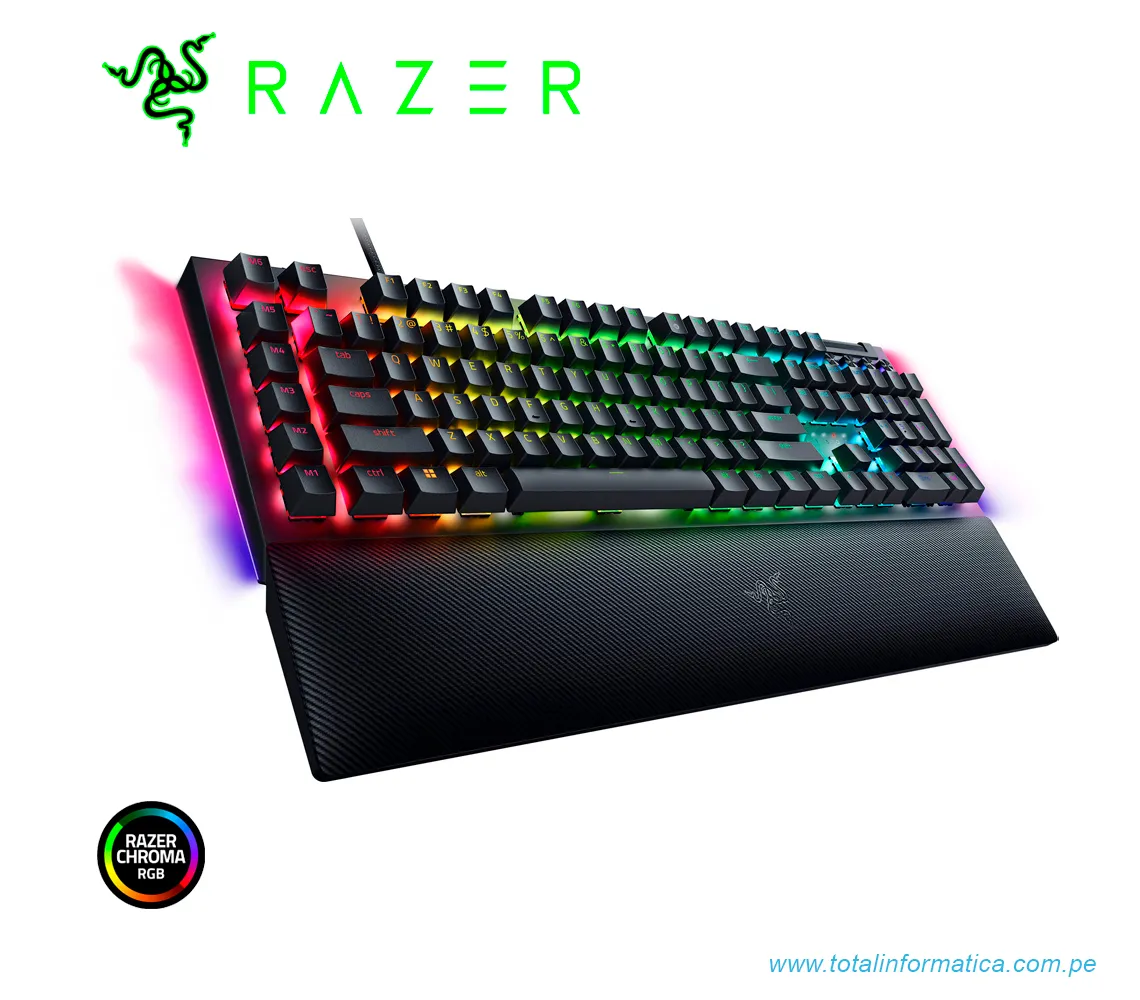TECLADO GAMING RAZER BLACKWIDOW V4, MECANICO(SWITCH GREEN), US, CHROMA, NEGRO(RZ03-04690200-R3U1) - imagen 3