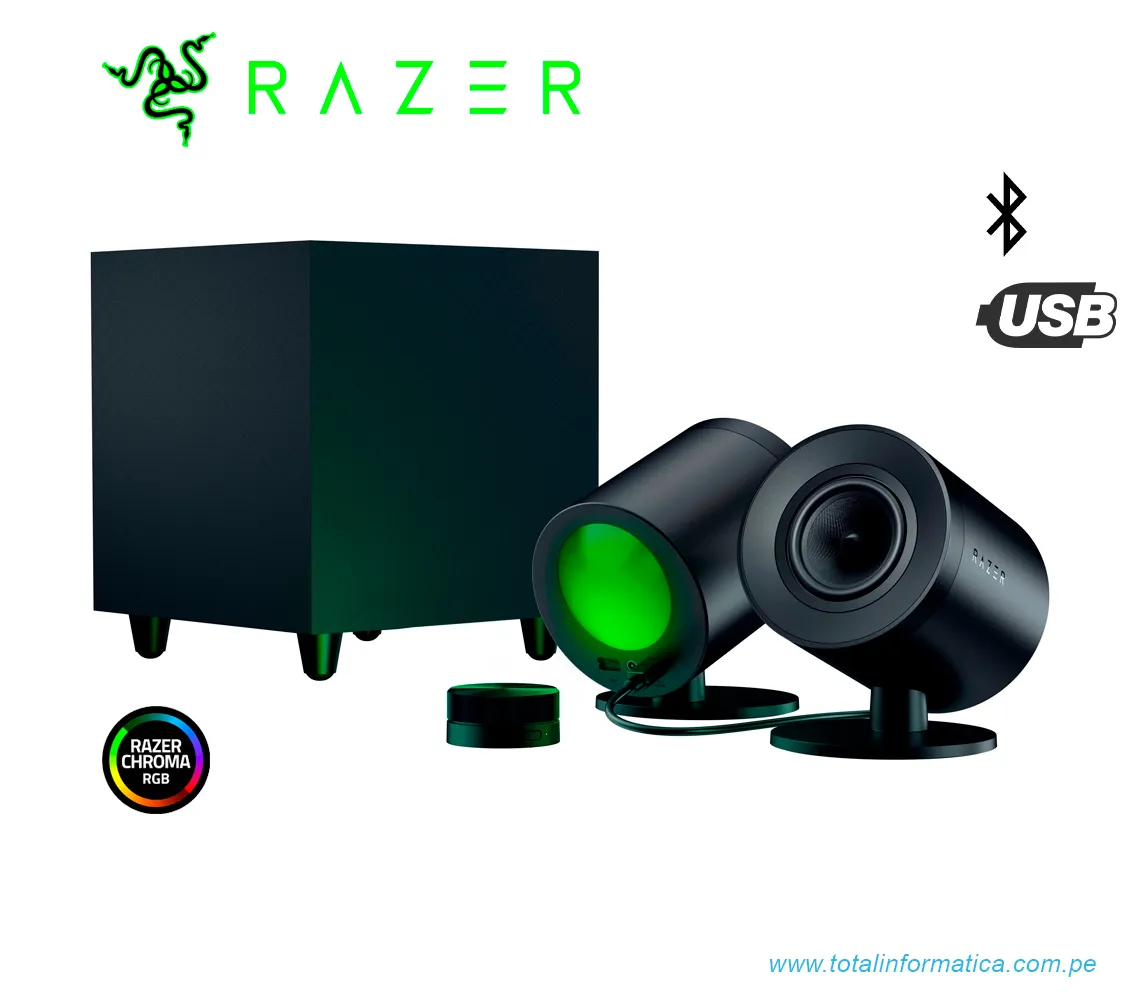 PARLANTE LOGITECH RAZER NOMMO V2 PRO, PC 2.1, MULTI-PLATAFORMA, BLUETOOTH/USB,RGB, INALAMBRICO, NEGRO(RZ05-04740100-R3U1)  - imagen 1