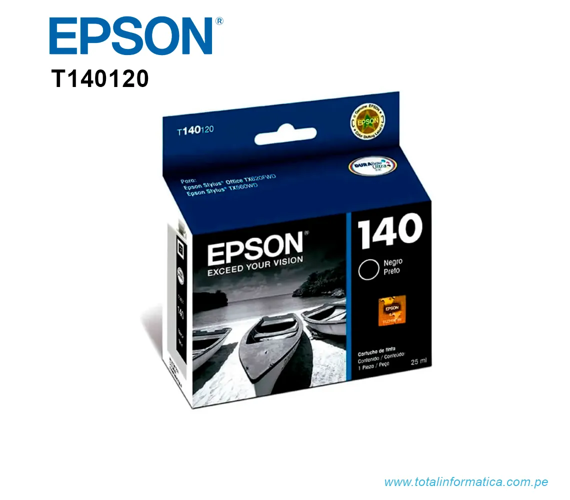 TINTA EPSON T140120-AL NEGRO, PARA T42WD, TX620FWD - imagen 1