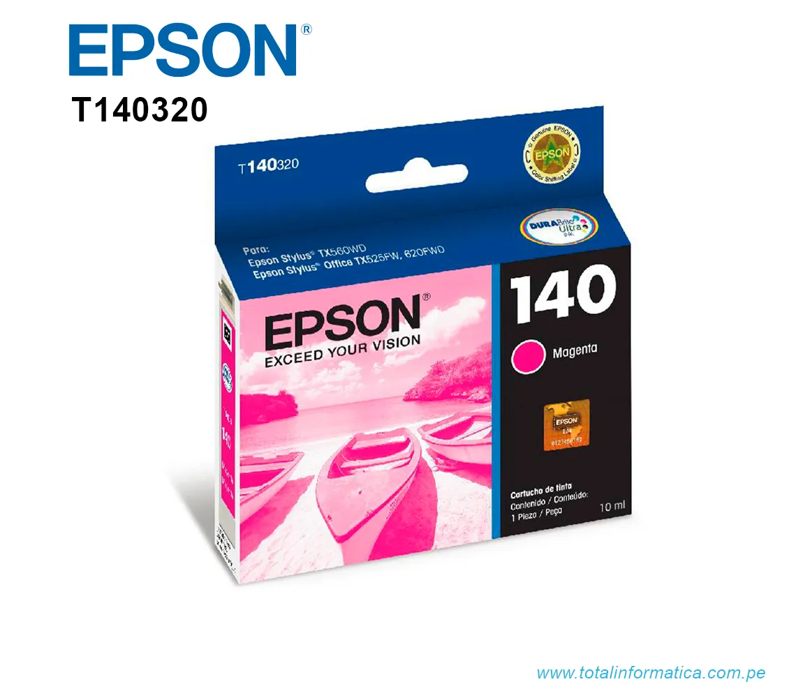 Cartucho de Tinta Epson T140320-AL Magenta, Epson T42WD/ TX525FW/ TX560WD/ TX620FWD, Rendimiento: 755 paginas - imagen 1