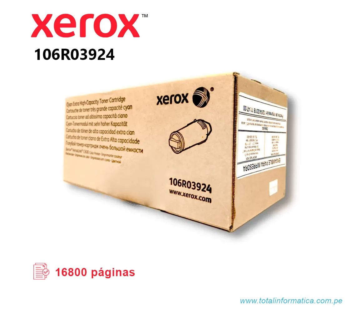 TONER XEROX 106R03924 CYAN 16.8 KPGS - imagen 1