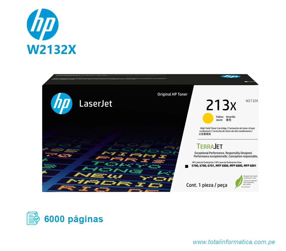 TONER HP 213X W2132X LJ 5800 ENT. YELLOW  6KPGS - imagen 1