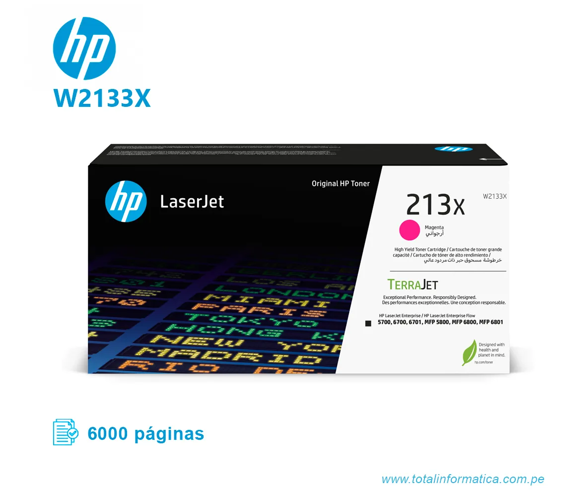TONER HP 213X W2133X LJ 5800 ENT. MAGENTA 6KPGS - imagen 1