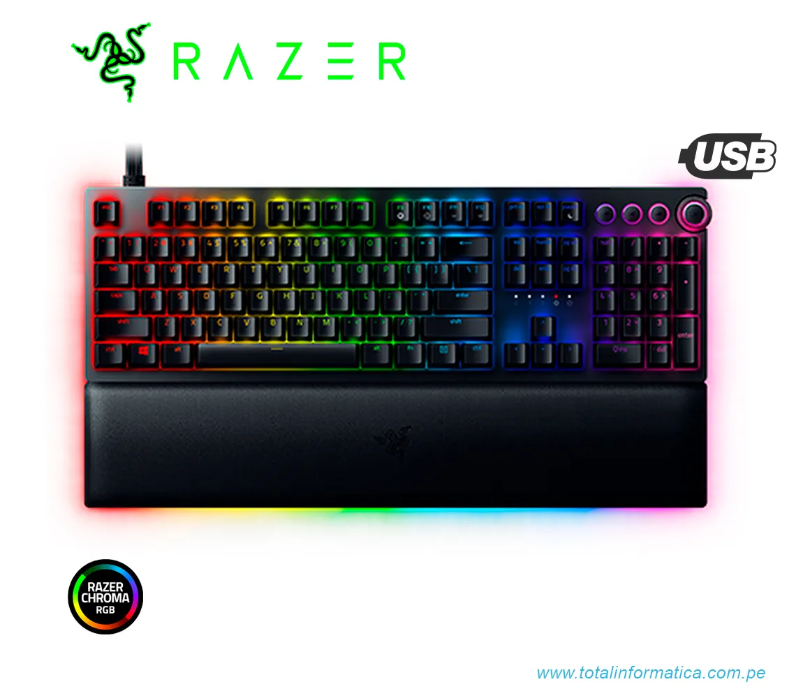 TECLADO GAMING RAZER HUNTSMAN V2 ANALOG, SWITCH REGULABLE, US, CHROMA RGB, NEGRO(RZ03-03610200-R3U1) - imagen 1