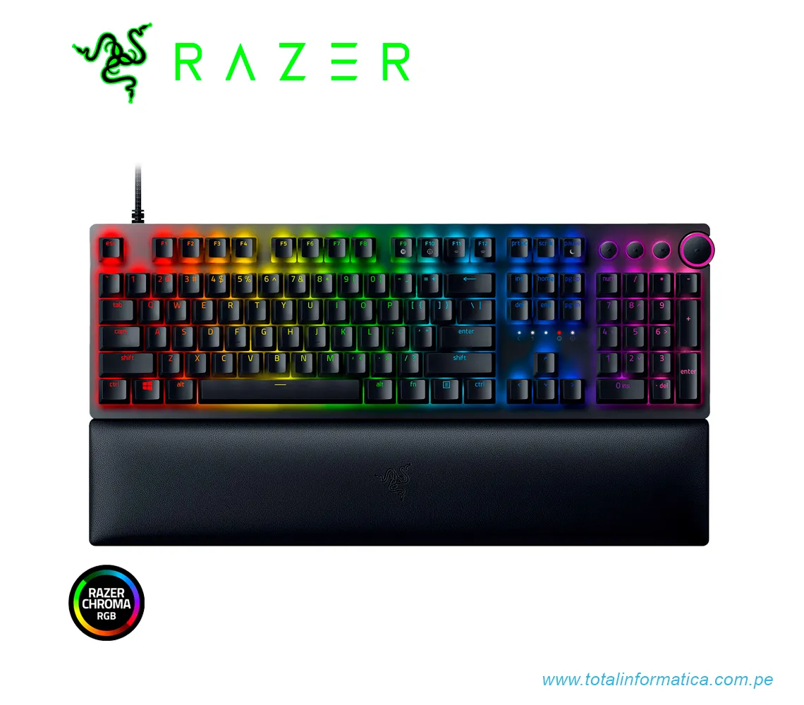 TECLADO GAMING RAZER HUNTSMAN V2, MECANICO(SWITCH PURPLE), USB-C, RGB, NEGRO(RZ03-03931400-R311) - imagen 3