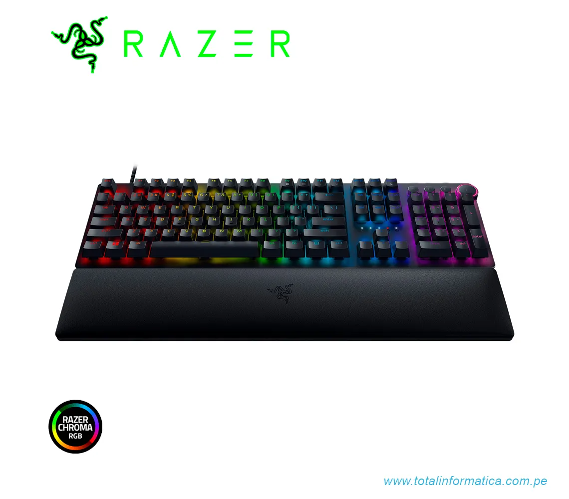 TECLADO GAMING RAZER HUNTSMAN V2, MECANICO(SWITCH PURPLE), USB-C, RGB, NEGRO(RZ03-03931400-R311) - imagen 1