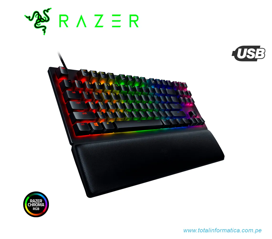 TECLADO GAMING RAZER HUNTSMAN V2 TENKEYLESS, MECANICO(SWITCH PURPLE), USB-C, US, CHROMA RGB, NEGRO(RZ03-03940400-R3U1) - imagen 3