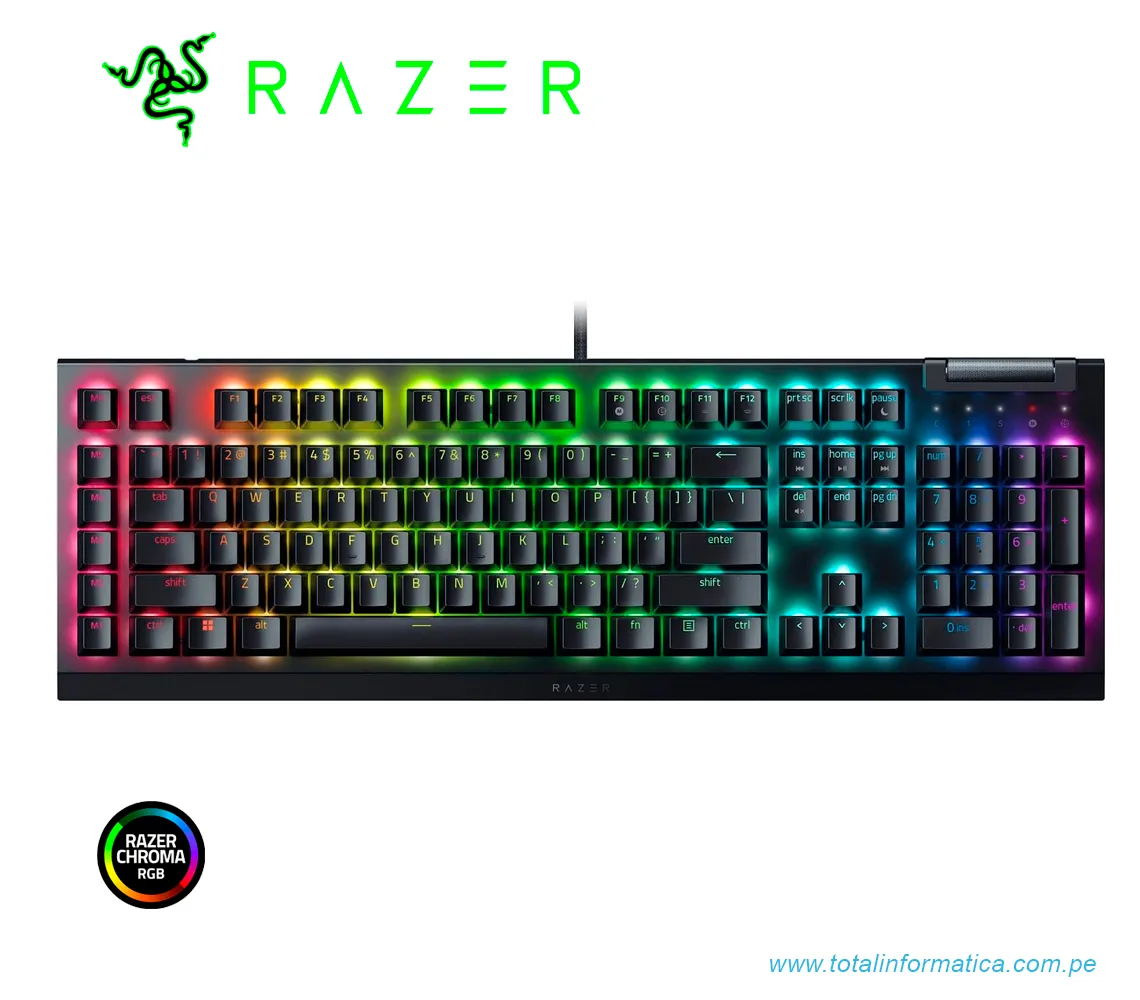 TECLADO GAMING RAZER BLACKWIDOW V4 X, MECANICO(SWITCH YELLOW), US, CHROMA, NEGRO(RZ03-04701900-R3U1) - imagen 1
