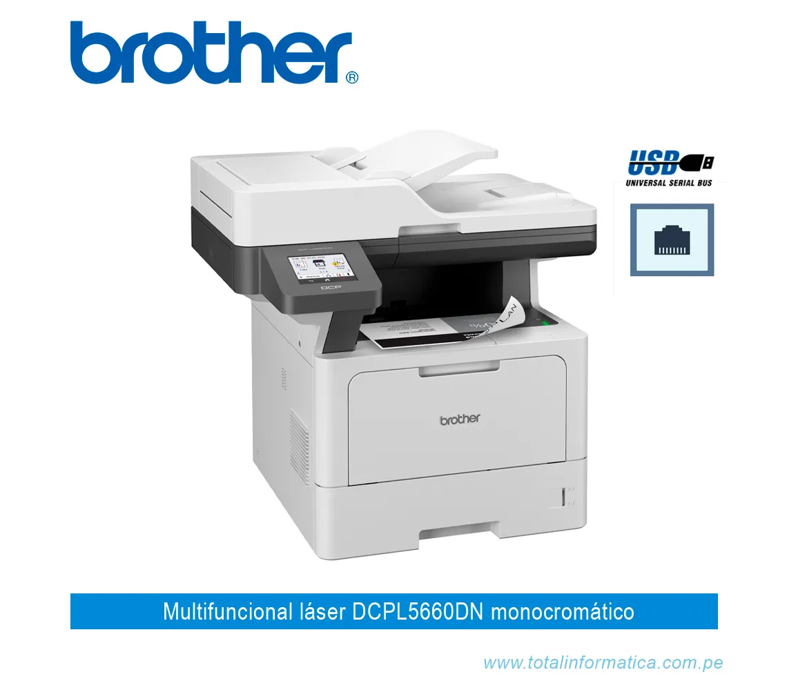 IMPRESORA MULTIFUNCIONAL BROTHER DCP-L5660DN, LÁSER MONOCROMÁTICA - imagen 2