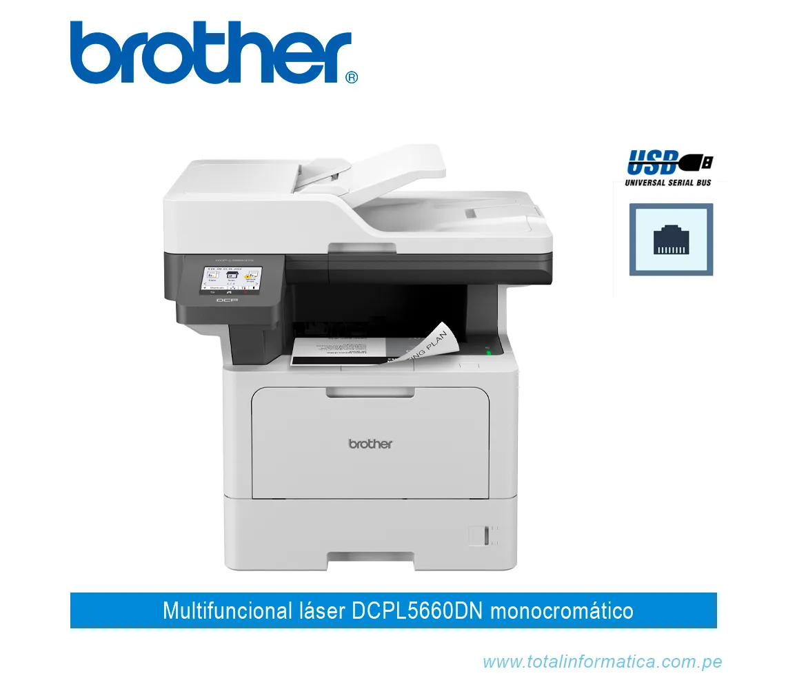 IMPRESORA MULTIFUNCIONAL BROTHER DCP-L5660DN, LÁSER MONOCROMÁTICA - imagen 1