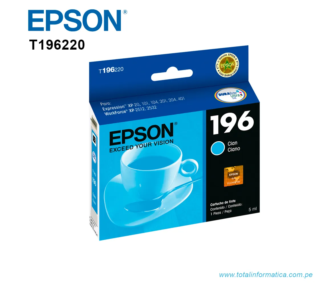 TINTA EPSON T196220-AL CYAN, XP-201 401 - imagen 1