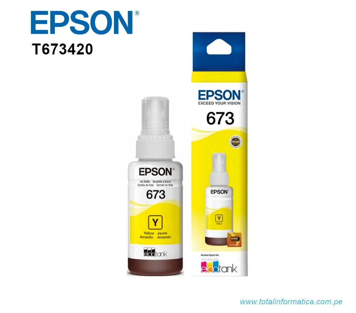 TINTA EPSON T673420-AL YELLOW, PARA L800  - imagen 1