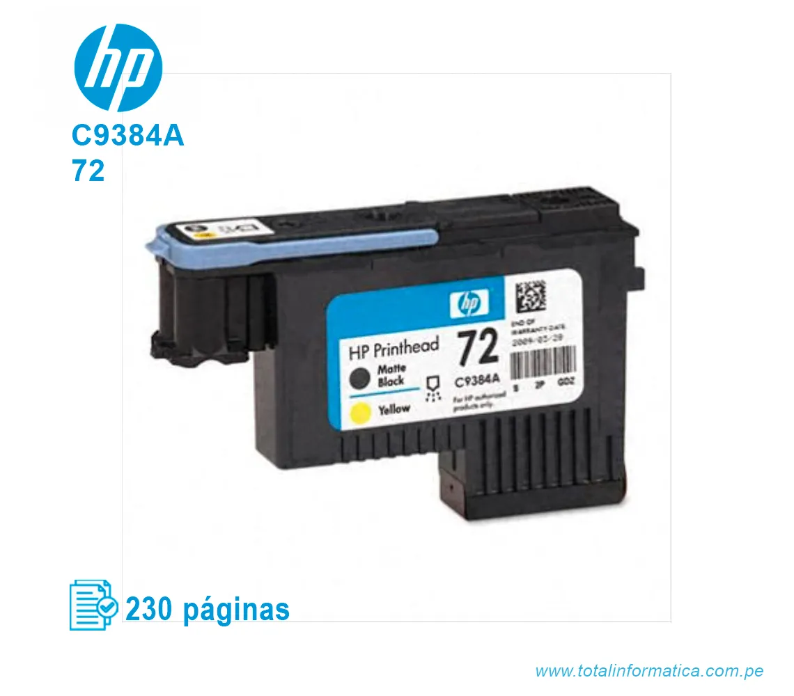 CABEZAL HP 72 ( C9384A ) DESIGNJET T610 T790 MATTE BLACK & YELLOW - imagen 2