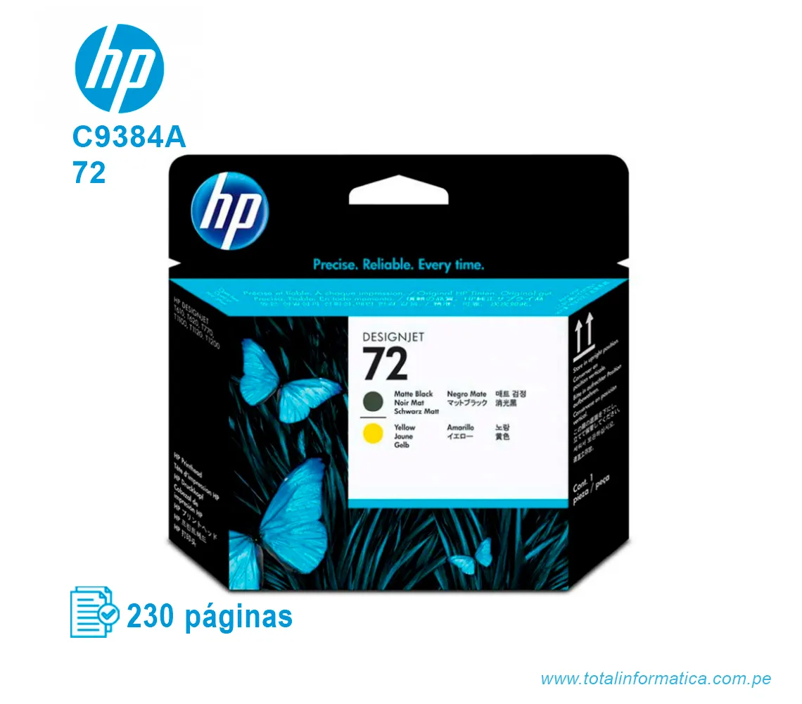 CABEZAL HP 72 ( C9384A ) DESIGNJET T610 T790 MATTE BLACK & YELLOW - imagen 1