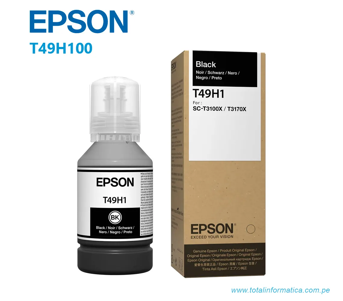 TINTA EPSON T49H100  NEGRO,  SURECOLOR T3170/T3100X,  140ML - imagen 1