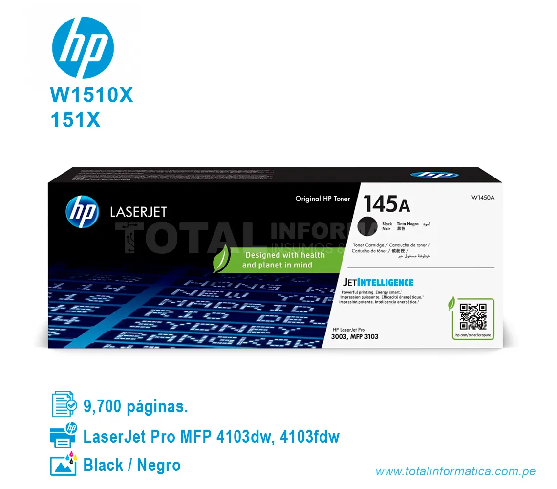 TONER HP 145A W1450A, LASERJET PRO 3103, 3104, BLACK, 1700 PAG - imagen 1