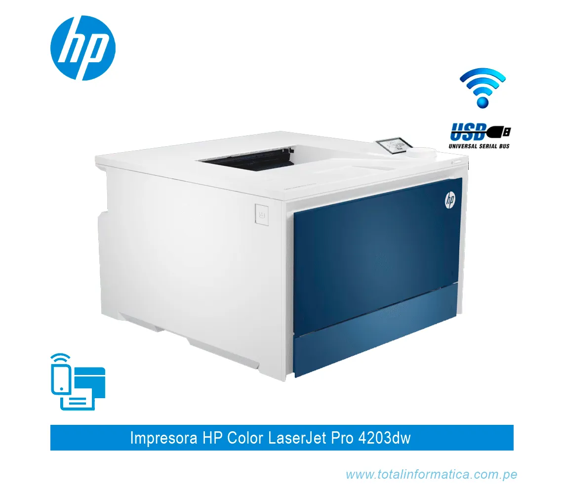 IMPRESORA HP COLOR LASERJET PRO 4203DW 5HH48A, 35 PPM, WI-FI, USB ETHERNET - imagen 2