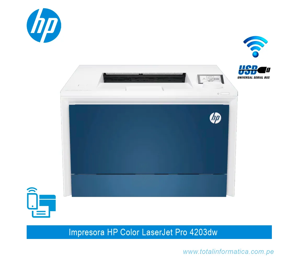IMPRESORA HP COLOR LASERJET PRO 4203DW 5HH48A, 35 PPM, WI-FI, USB ETHERNET - imagen 1