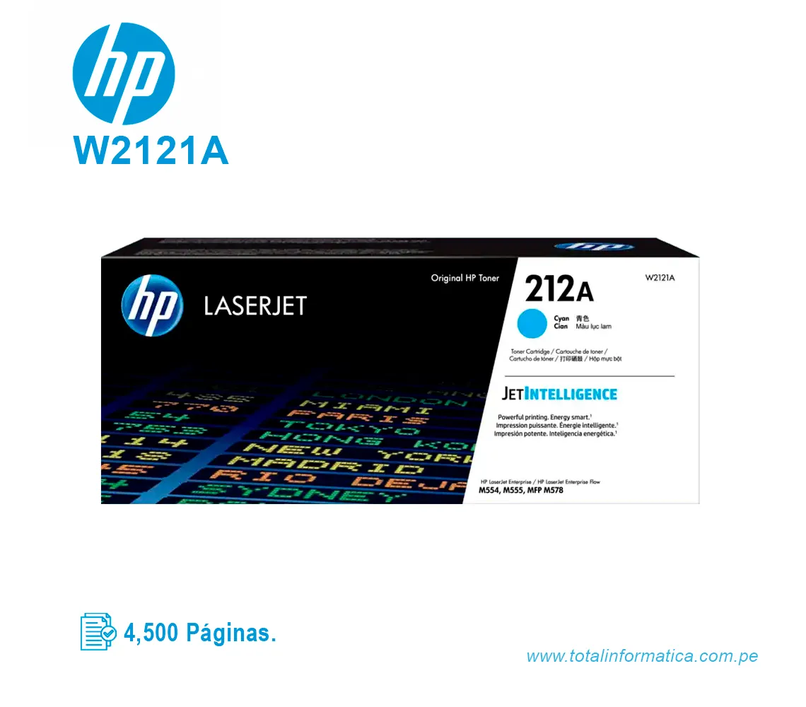 TONER HP 212A W2121A L.J. M555 CYAN 4500 PGS - imagen 1