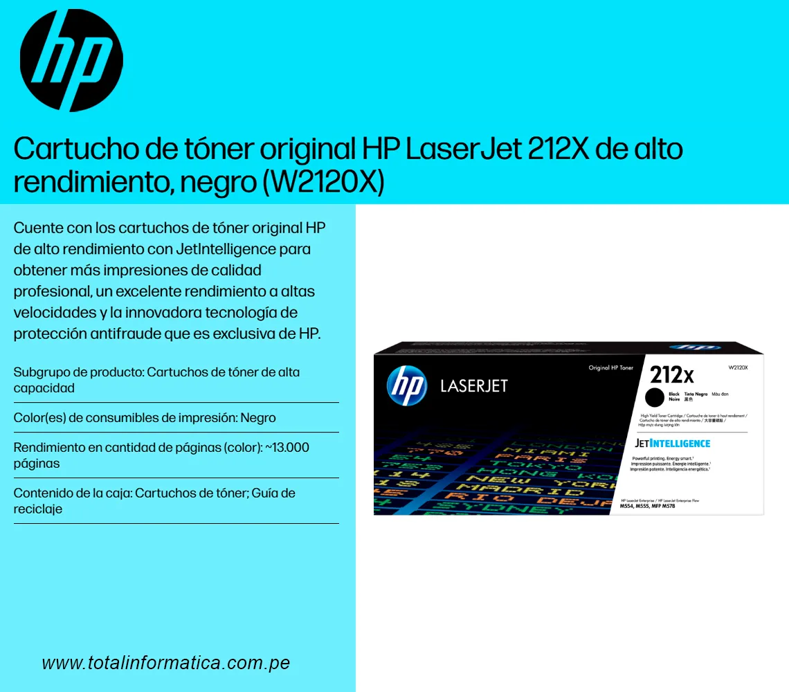 TONER HP 212X W2120X L.J. M555 BLACK 13 KPGS  - imagen 3