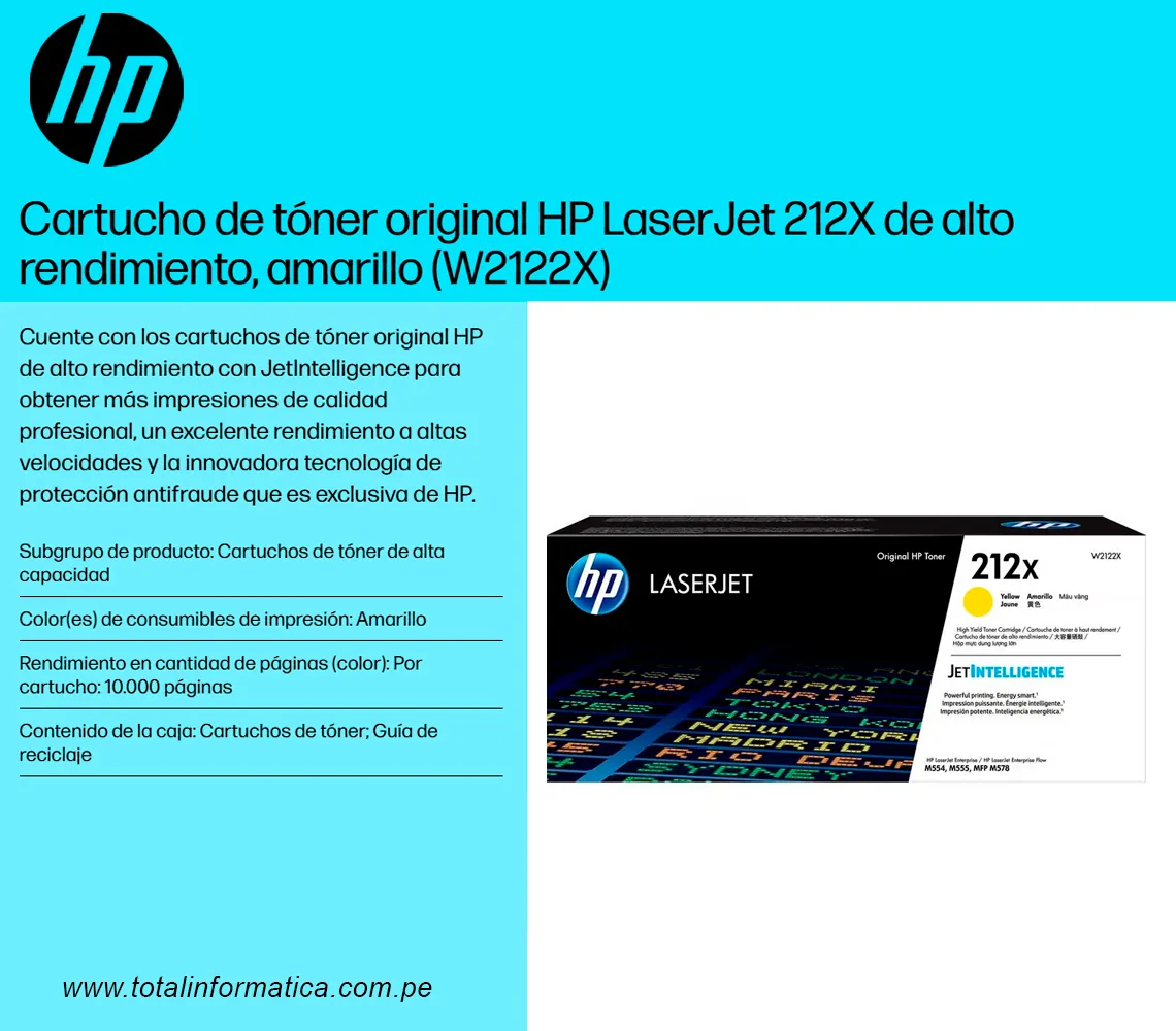 TONER HP 212X W2122X L.J. M555 YELLOW 10 KPGS - imagen 3