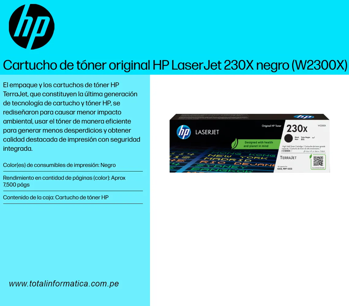 TONER HP 230X W2301X L.J. CYAN  5.5 KPGS  - imagen 2