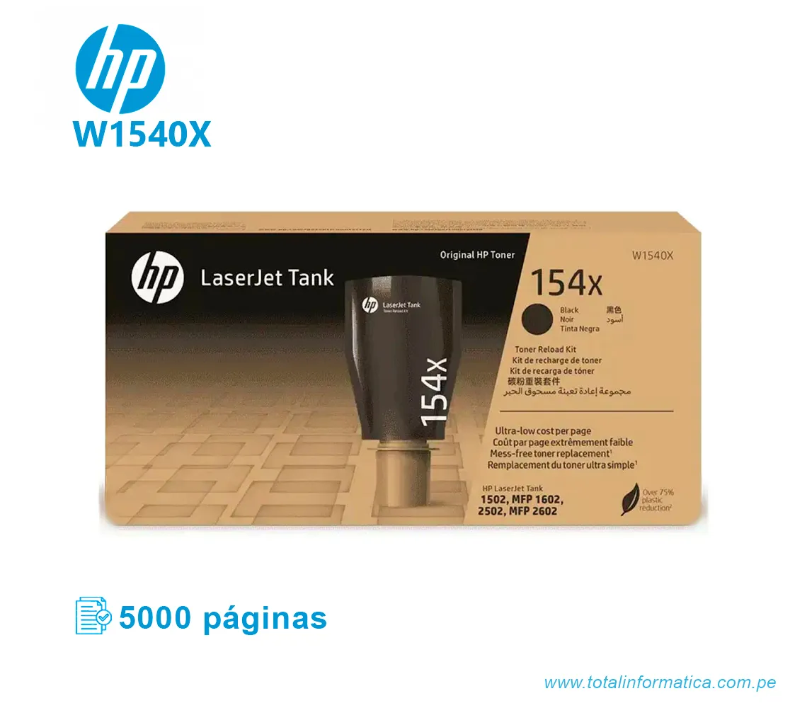 TONER HP 154X W1540X BLACK, LASER JET 1502/2602 5000PGS - imagen 1