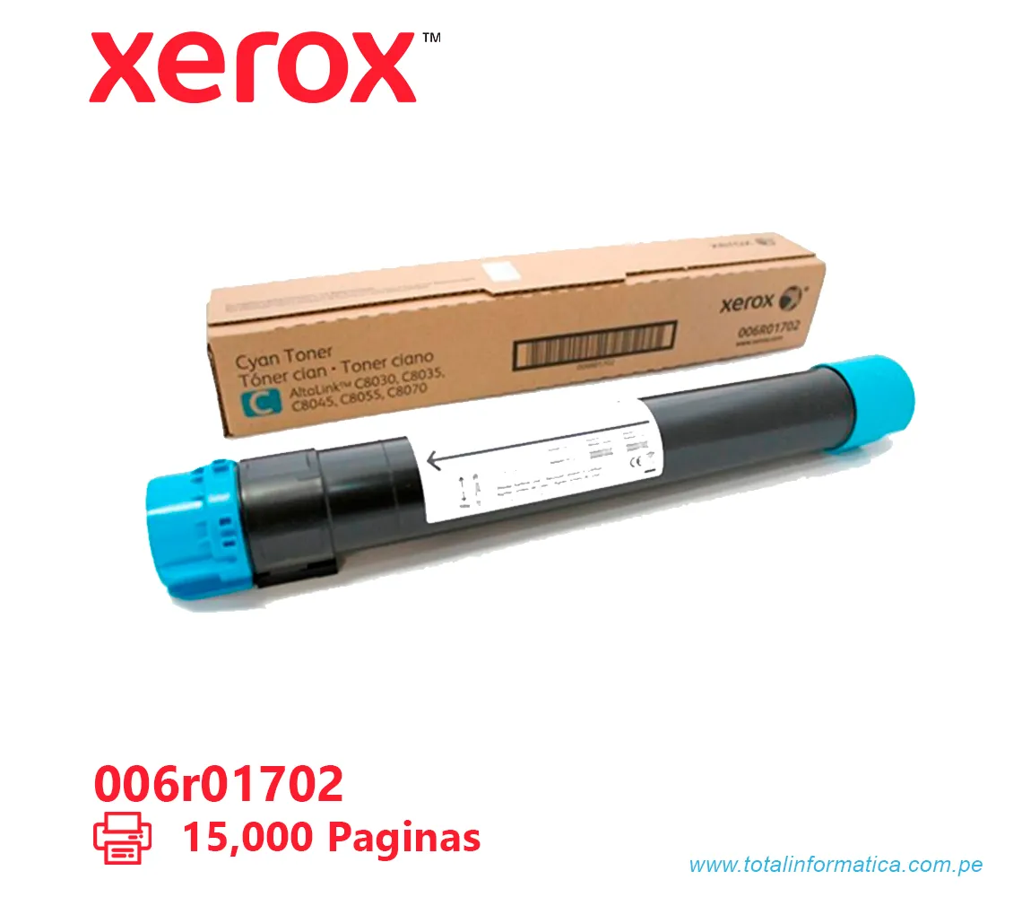 TONER XEROX ( 006R01702 ) ALTALINK C8030, C8070 CYAN, 15K PAG - imagen 1