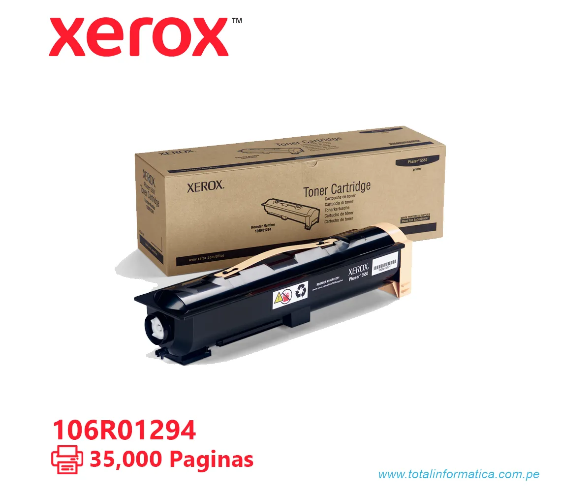 TONER XEROX ( 106R01294 )  PHASER 5550, 35k PAG - imagen 1
