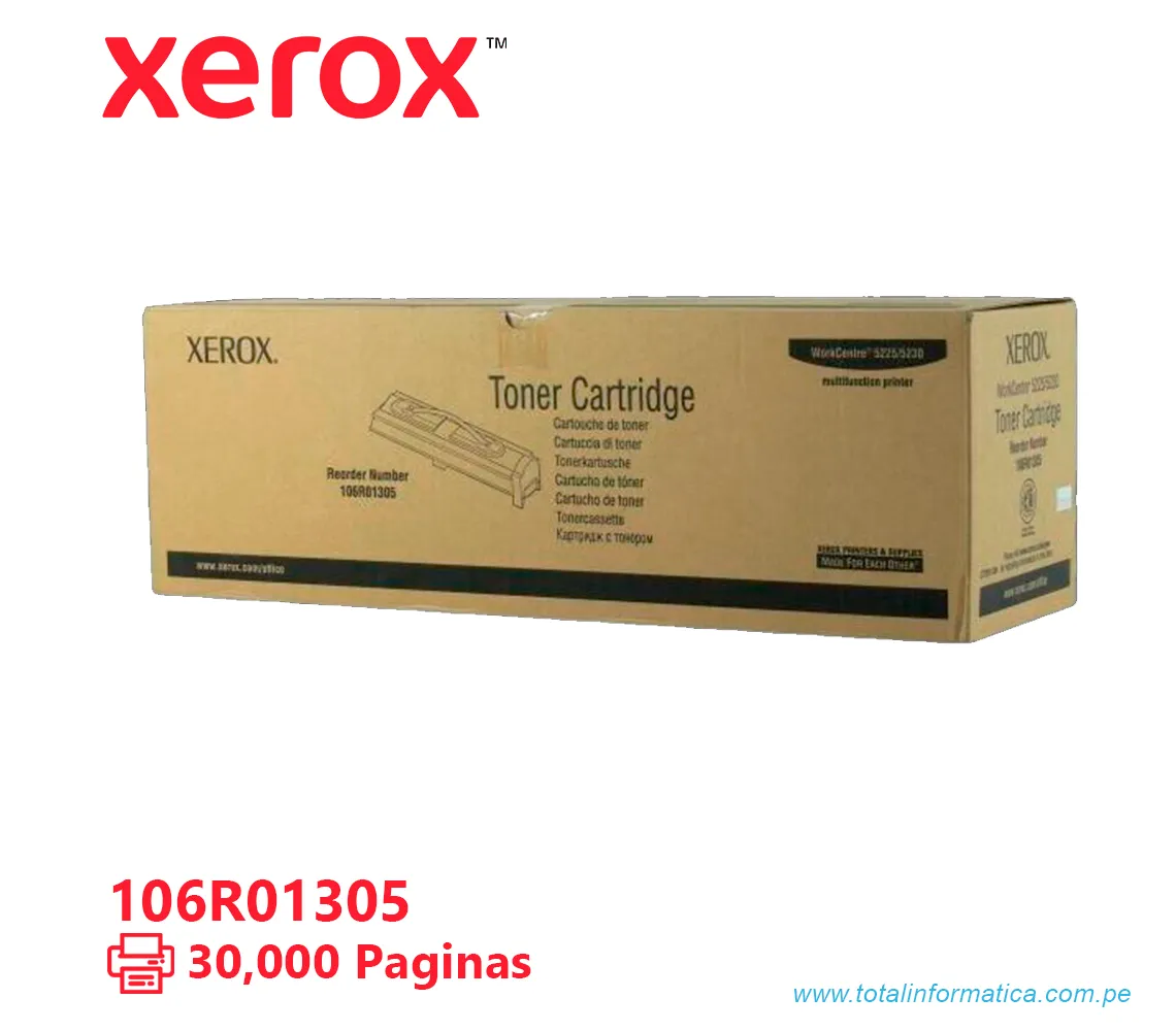 TONER XEROX ( 106R01305 ) WORKCENTRE 5225, 5230 NEGRO, 30K PAG - imagen 2