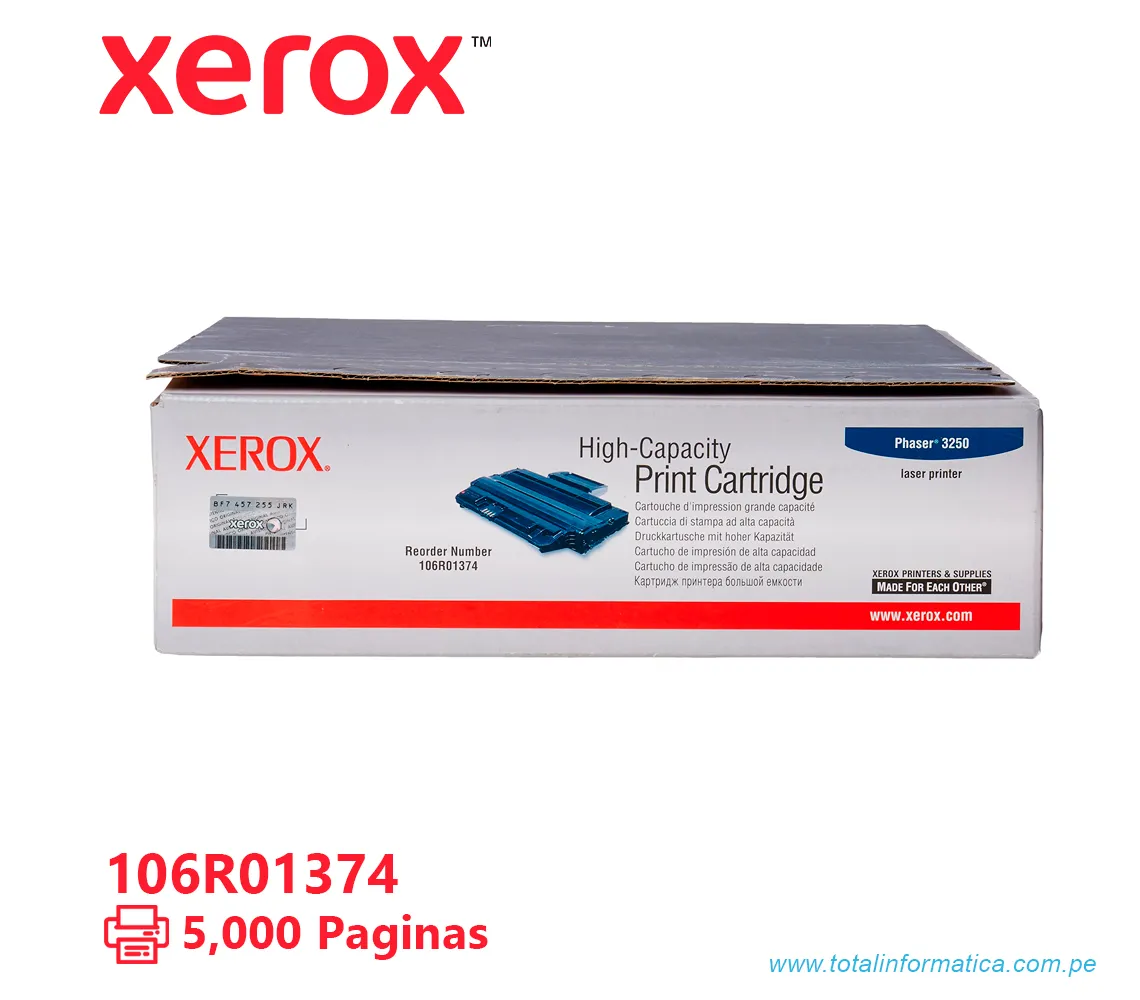 TONER XEROX ( 106R01374 ) PHASER 3250, NEGRO, 5K PAG - imagen 2