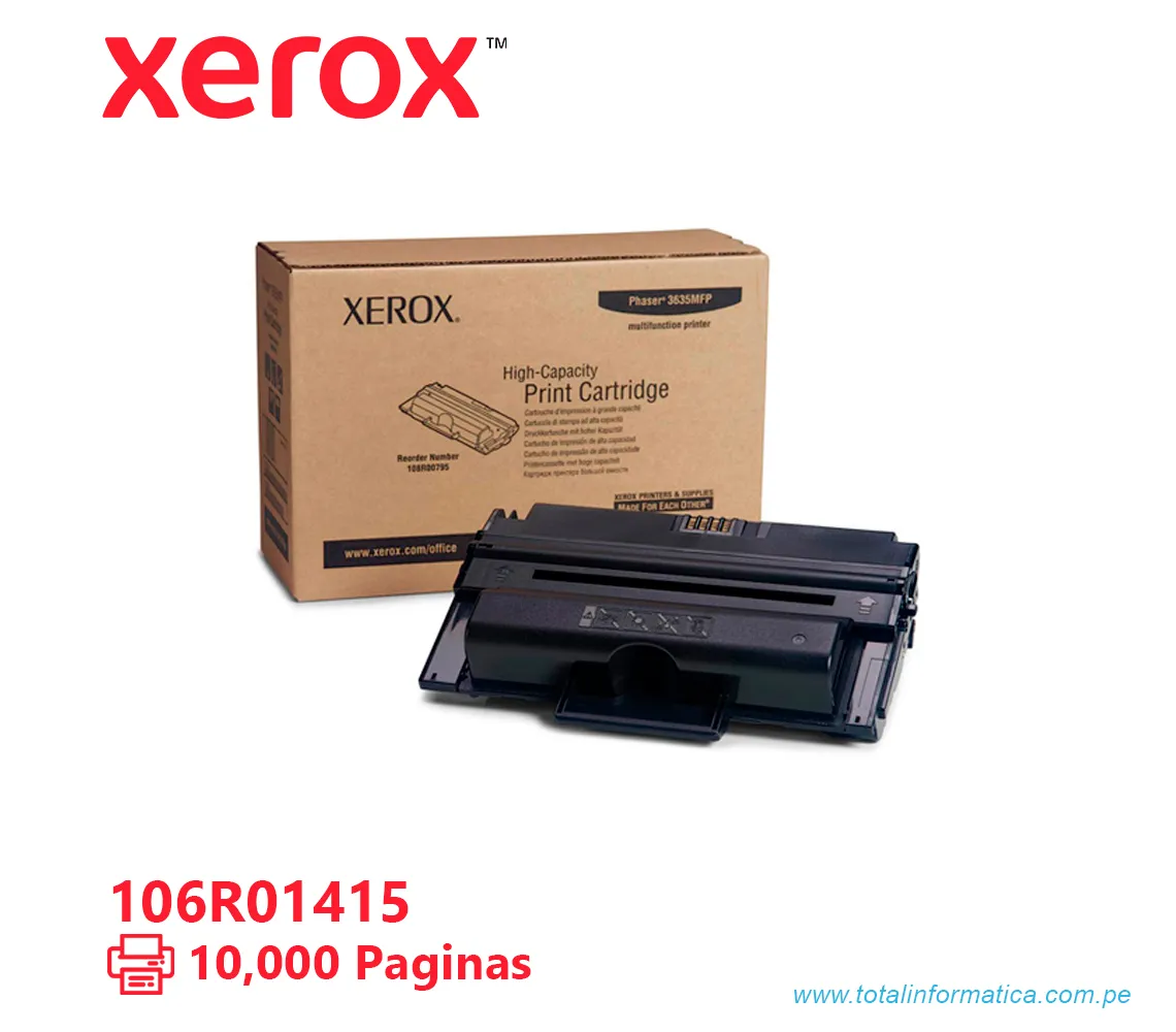 TONER XEROX ( 106R01415 ) PHASER 3435 NEGRO, 10000 PAG - imagen 1