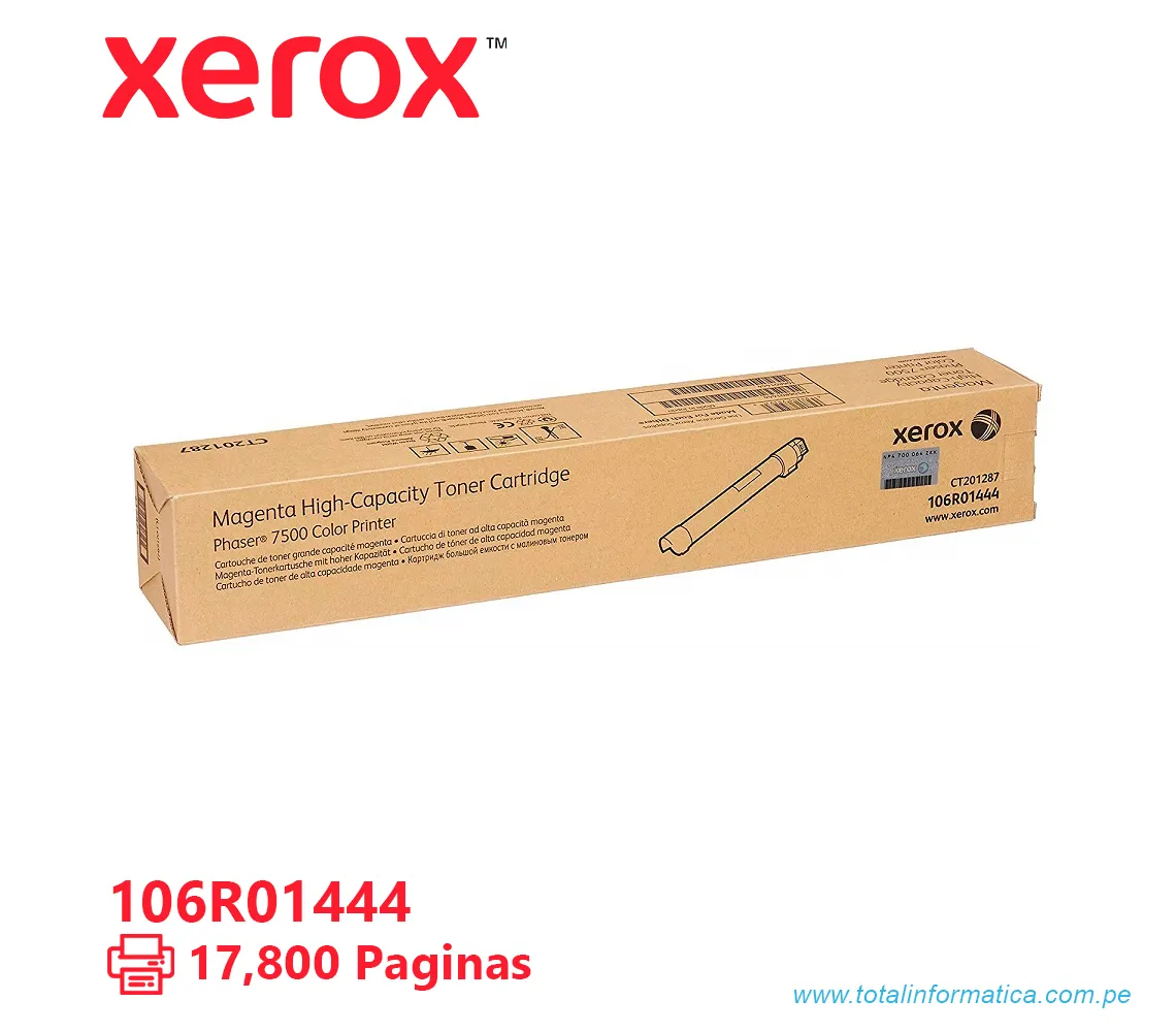 TONER XEROX ( 106R01444 ) PHASER 7500 MAGENTA, 17,800 PAG - imagen 2