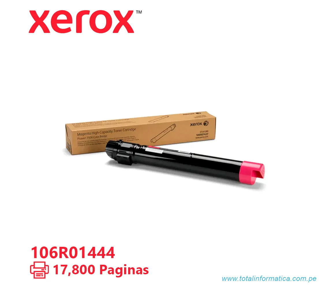 TONER XEROX ( 106R01444 ) PHASER 7500 MAGENTA, 17,800 PAG - imagen 1