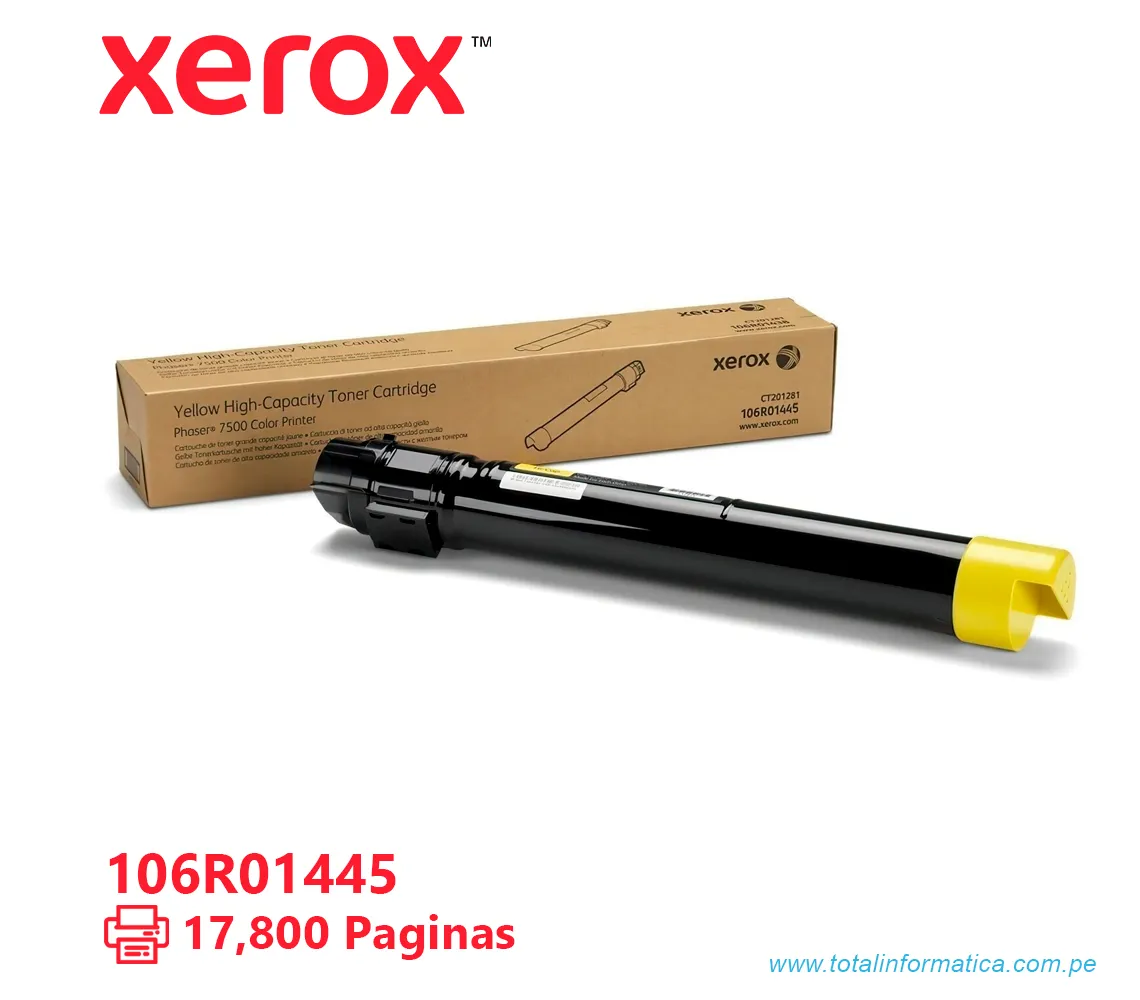 TONER XEROX ( 106R01445 ) PHASER 7500 YELLOW, 17,800 PAG - imagen 1