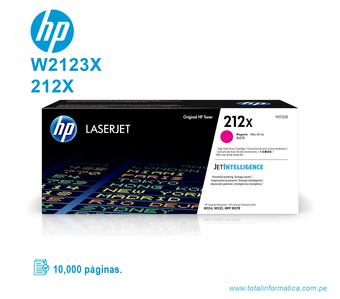 TONER HP 212X W2123X L.J. M555 MAGENTA 10K PGS - imagen 1