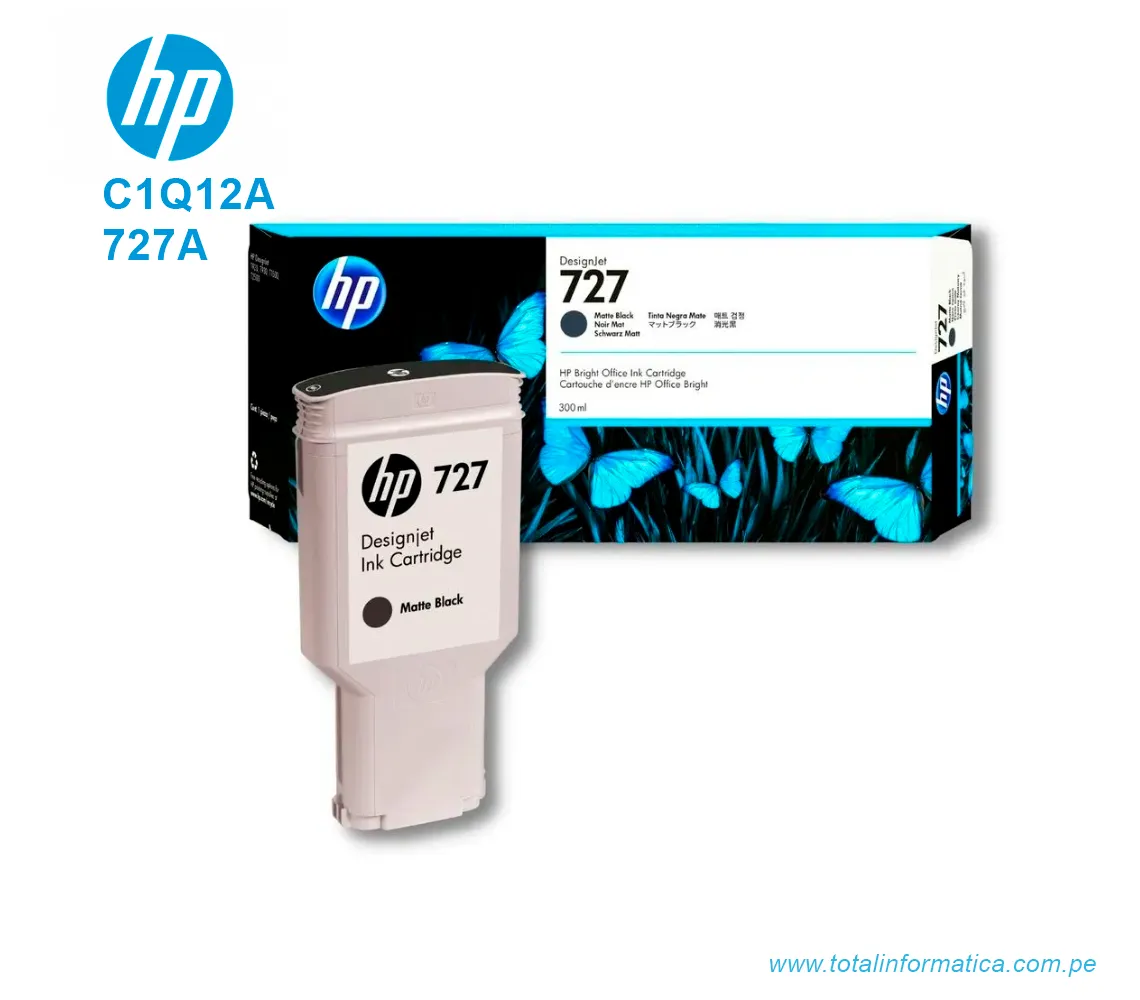 TINTA HP 727A MATTE BLACK ( C1Q12A ) DESIGNJET T1500, T920 300ML - imagen 2