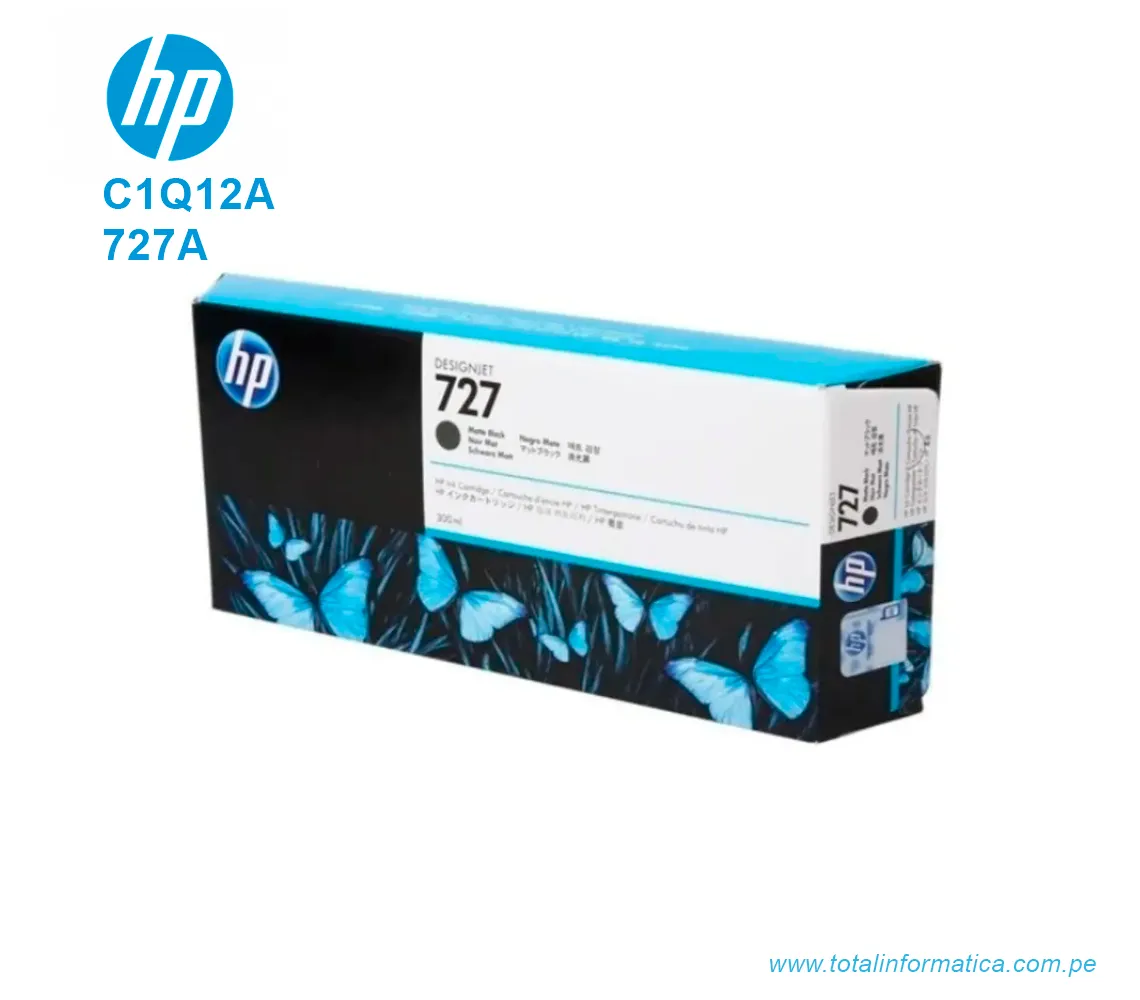 TINTA HP 727A MATTE BLACK ( C1Q12A ) DESIGNJET T1500, T920 300ML - imagen 1