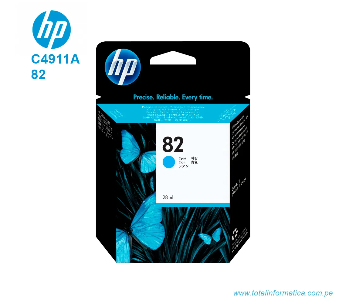 TINTA HP 82 CYAN ( C4911A ) DESIGNJET 500, 800C, 69ML - imagen 1