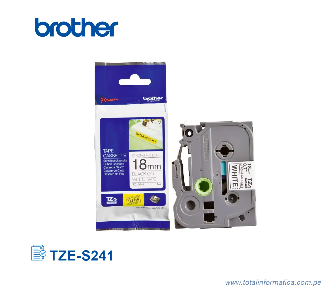 CINTA BROTHER TZE-S241/TZES241 18MM BLACK ON WHITE 3/4"  - imagen 2