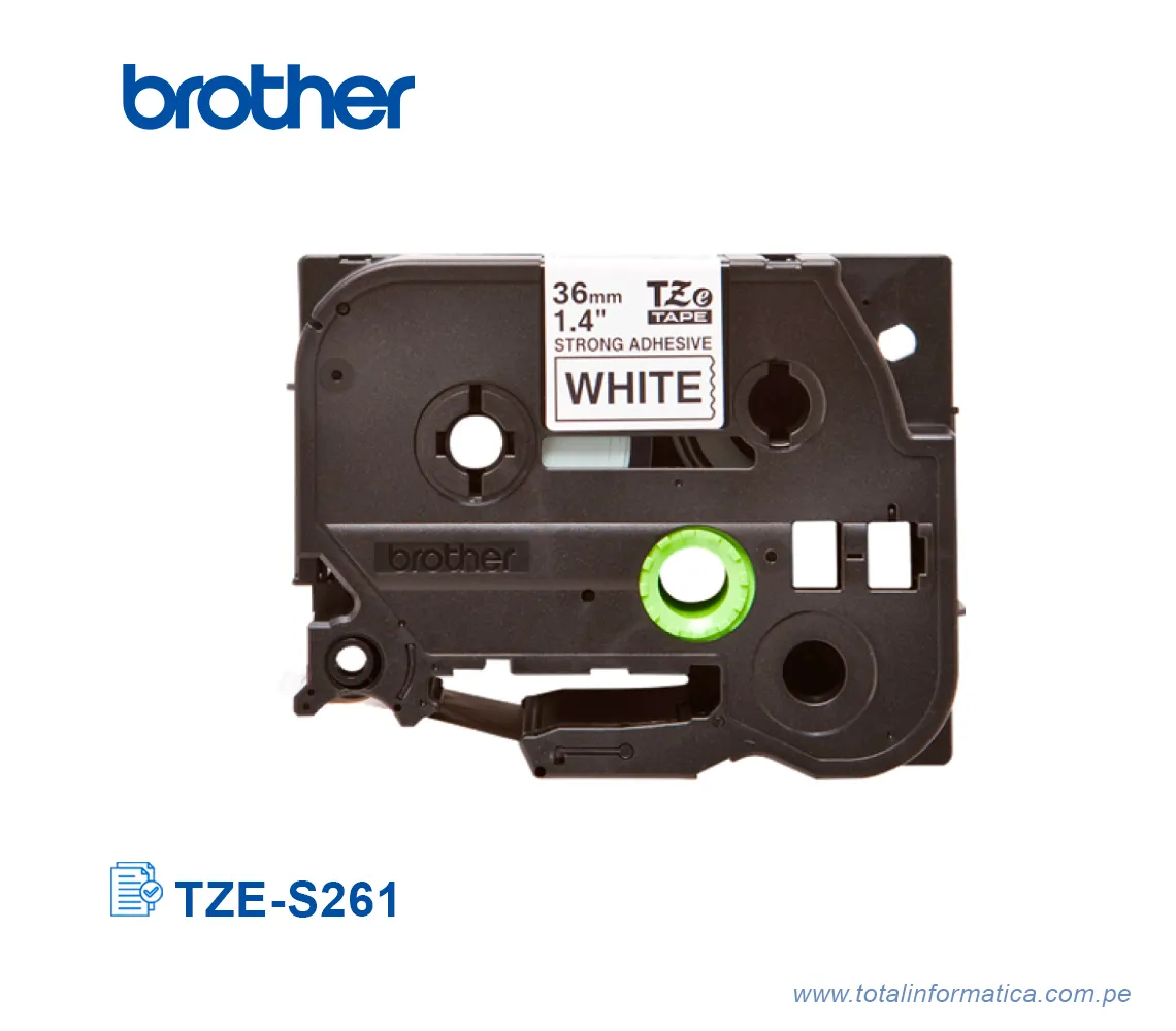 CINTA BROTHER TZES261/TZE-S261 1.5" 36MM BLACK ON WHITE - imagen 2