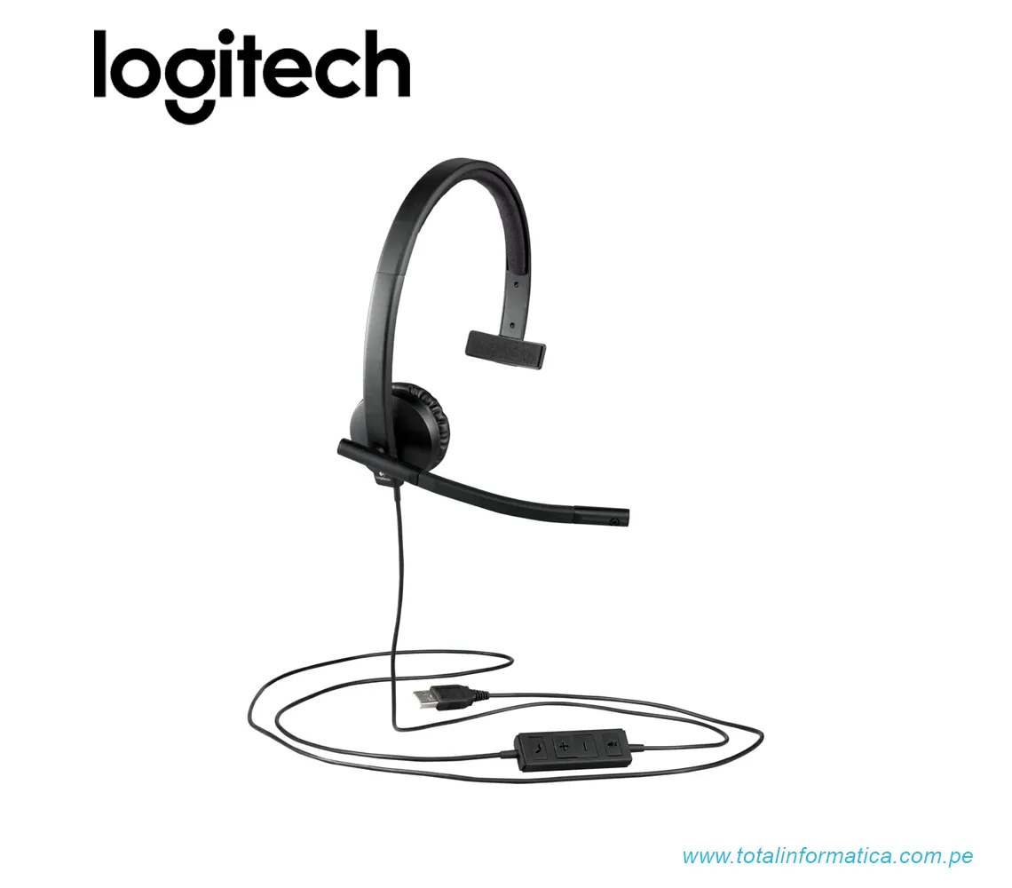 AUDIFONO CON MICROFONO LOGITECH B2B H570E, USB, MONO, NEGRO(981-000570) - imagen 2