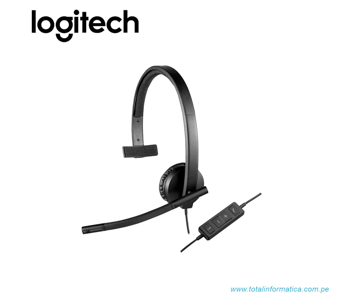 AUDIFONO CON MICROFONO LOGITECH B2B H570E, USB, MONO, NEGRO(981-000570) - imagen 1