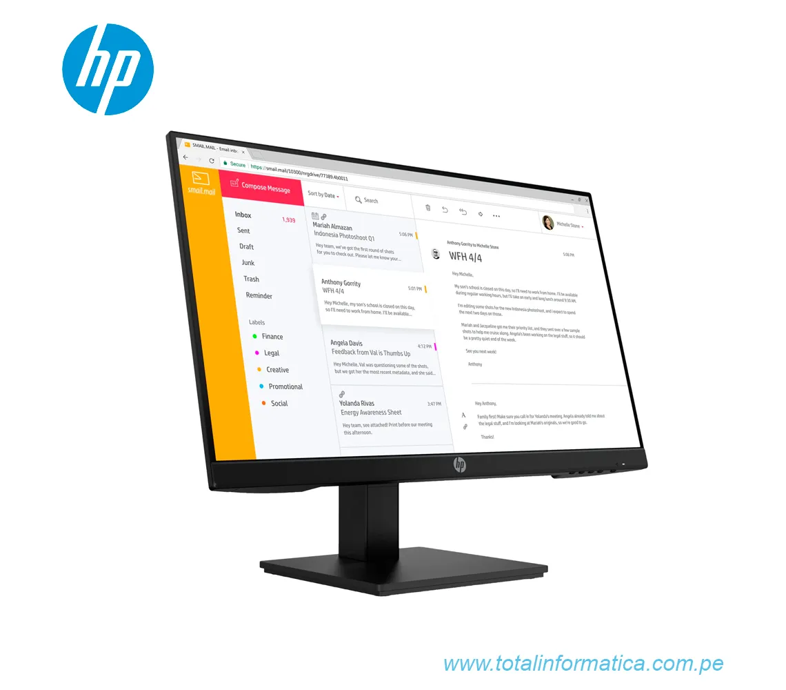 MONITOR HP P24 G4 23.8" FHD, VGA, HDMI, DP - imagen 2