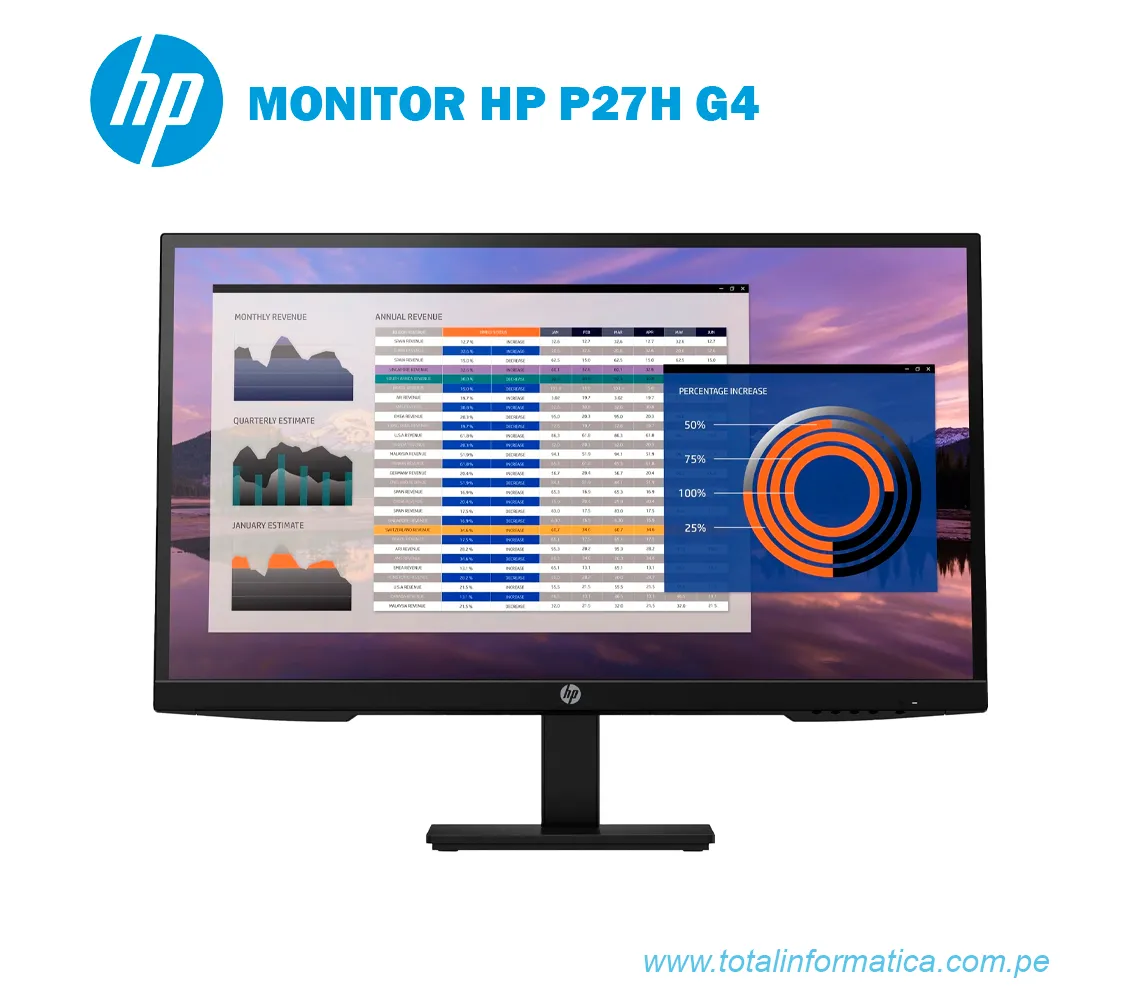 MONITOR HP P27H G4 27" FHD IPS, DP, HDMI,VGA - imagen 1