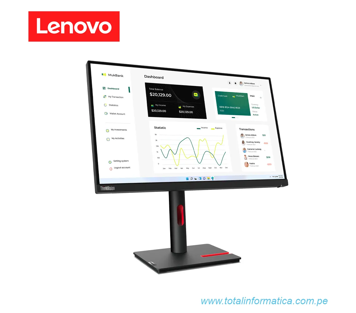 MONITOR LENOVO THINKVISION T23I-30 DE 23" 1920 X 1080 WLED IPS HDMI, DP,VGA - imagen 2