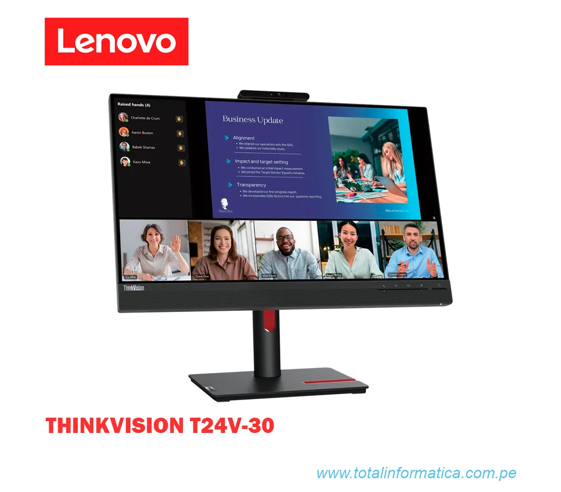 MONITOR LENOVO THINKVISION T24V-30 DE 23.8" 1920 X 1080 WLED IPS, HDMI, DP, VGA - imagen 1